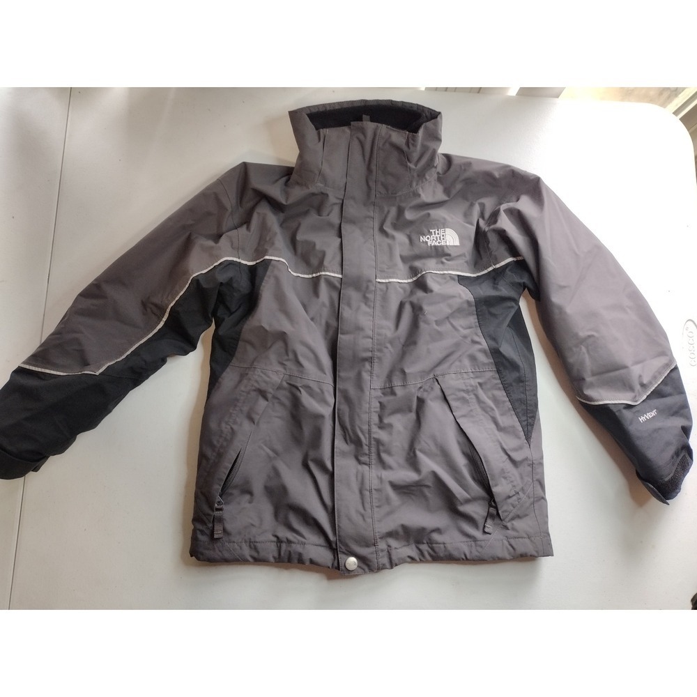 The North Face HyVent Boys Medium Gray Black Triclimate Jacket no hood